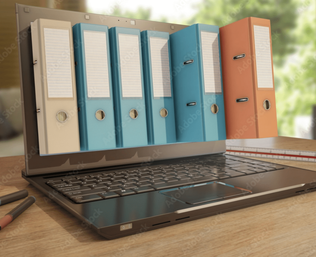 Files Overlaid on Laptop Screen