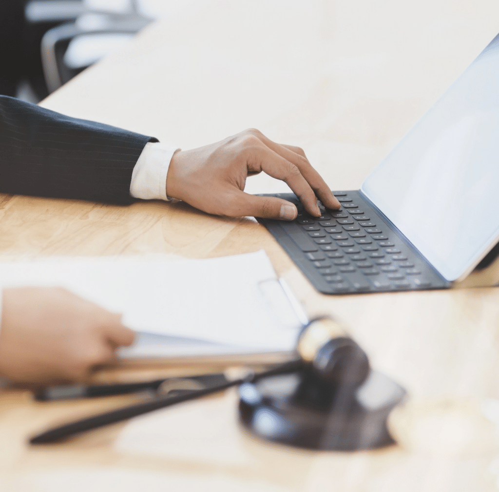 Lawyer Working on a tablet